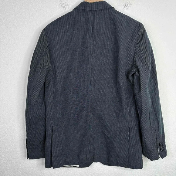 Club Monaco Blazer Men's Size 38 Black Pinstripe Linen Blend Career Casual - Picture 2 of 12